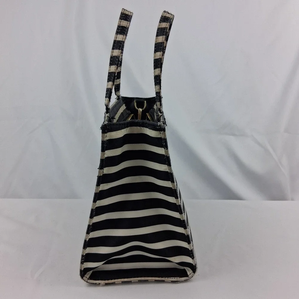 Kate Spade New York Black Cream Striped Satchel Crossbody Bag R00675